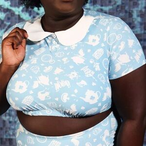 Disney Alice In Wonderland Collar Swim Top Plus‎ Size Hot Topic
